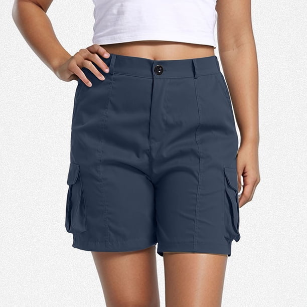 WILLBEST Pantalones Casuales para Mujer, Cómodos Pantalones Cortos Cargo Hasta La Rodilla con Bolsillos y Cintura Elástica para Uso Diario. Grande