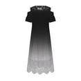 thumbnail image 4 of FAVIPT Womens Maxi Long Sleeve Dresses Plus Size Loose Fit Lace Dresses Short Sleeve Crew Neck Dress Patchwork Ruffle Elegant Dresses 2025 Black,XL, 4 of 5