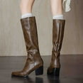 thumbnail image 2 of Mostsola Knee High Boots Women Slouchy Square Toe Heel Mid Calf Boots Pull on Fall Boots, 2 of 7