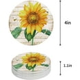 thumbnail image 1 of POGLIP Summer Farm Sunflower and Bee Retro Wooden Grain Set of 4 Round Coaster for Drinks, Absorbent Ceramic Stone Coasters Cup Mat with Cork Base for Home Kitchen Room Coffee Table Bar Decor, 1 of 5