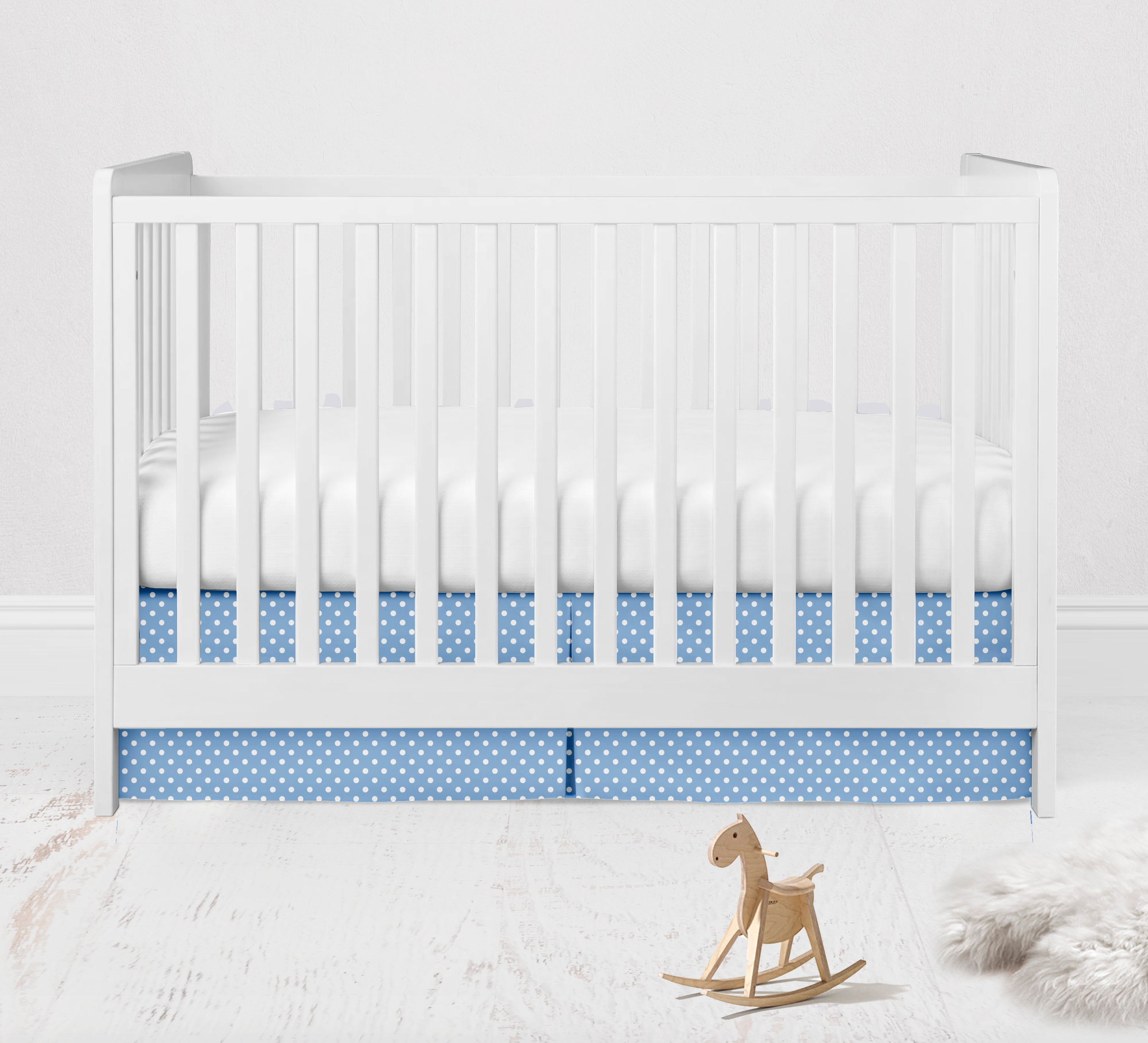 Bacati - Multiple Options of Crib or Toddler Bed Skirt or Dust Ruffle 100% Cotton Percale, Mix N Match Pin Dots