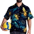 thumbnail image 4 of Starry Bees in the Sky Men's Short Sleeve Poplin Shirt - Casual Printed Button Down Short Summer Beach Shirts Unisex940, 4 of 6
