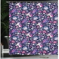 thumbnail image 3 of Ambesonne Cartoon Shower Curtain, Unicorns Stars Hearts Art, 69"Wx75"L, Pink Blue Violet Indigo, 3 of 4