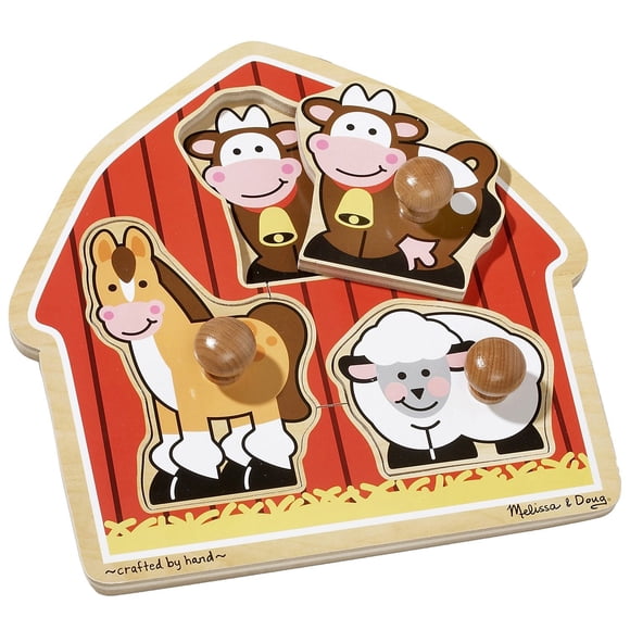 Rompecabezas de Melissa & Doug Barnyard Animals Jumbo Knob Wood