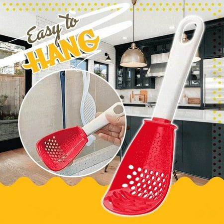 

Grinding Spoon with Hanging Hole Slotted Press Cooking Tool -Set of 1 Red