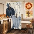 thumbnail image 5 of Navy Blue Fall Pumpkin Shower Curtain, Waterproof Shower Curtains for Bathroom, Thanksgiving Botanical Harvest Washable Fabric Bathtub Curtain Set Bath Decor with 12 Hooks Stall 36"x72", 5 of 8