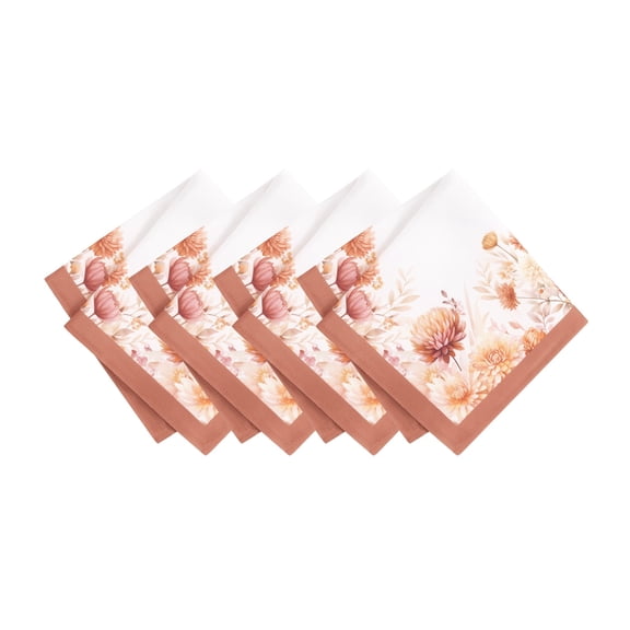 Elrene Home Fashions Autumn Blooms Napkins, Set of 4, Multicolor, 17" x 17"
