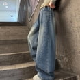 thumbnail image 2 of XEGLSBU Girls Jeans Girls Casual Pants Autumn Denim Trousers Wide Leg Straight Design Comfortable (3-Blue Size10-11 Years), 2 of 5