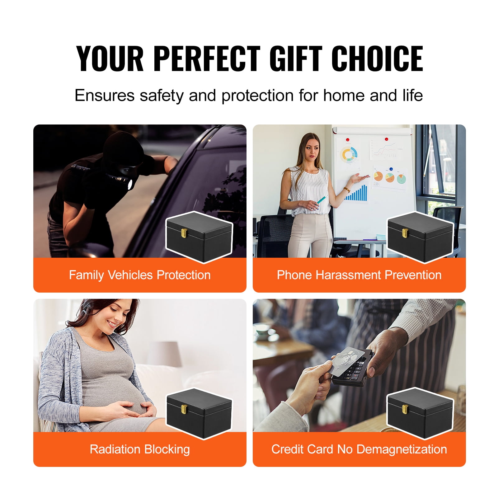 KFFKFF Faraday Container, Synthetic Leather, Signal Interruption Case, Includes Dual Key Pouches, Guards Against WiFi, RFID, GPS, Bluetooth & 5G, Security Box with Anti-Theft