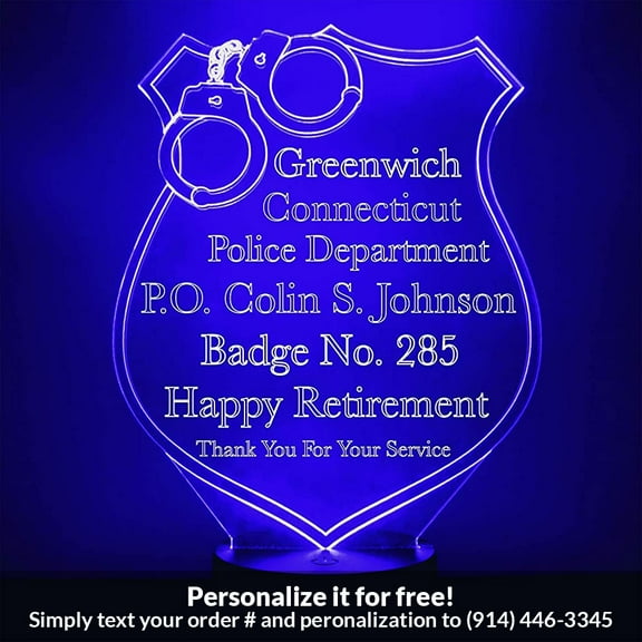 Mirror Magic Store Police Badge Color Changing Personalized LED Light with Remote Control