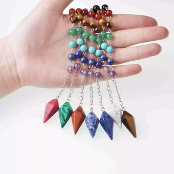 K-KED 10pcs Amethyst Crystal Pendulum Pyramid Gemstone Reiki Chakra Dowsing Pendant