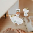 thumbnail image 3 of Doll House Dollhouse Toilet Bathroom Furniture 1: DIY Mini Simulation Ceramic 3-piece Set (four-leaf ) Ceramics, 3 of 6