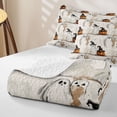 thumbnail image 4 of Homewish Halloween Witch Pumpkin Quilt Full, Sketch Ghost Full Bedspread Sets, Cream Orange Black, 3 Pieces 1 Bedspread and 2 Pillowcases, 4 of 7