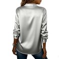 thumbnail image 4 of Delconic Women's Asymmetrical Long Sleeved Collar Shirt Top Gray L, 4 of 4
