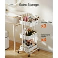 thumbnail image 4 of Three-Tier Rolling Cart with Wheels - Rolling Storage Cart with Hanging Cups and Hooks - Mobile Multi-Purpose Cart for Office, Kitchen, Craft Room - Arts and Crafts Storage Box, 4 of 7