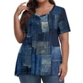 thumbnail image 2 of IYYVV Oversized Graphic Tees For Women Short Sleeve Women’S Tops V Neck Long Shirts Cute Y2K Women'S Tunics Clock Block Graphic Summer Clothes Womens Fall Fashion 2024 Dark Blue 3XL, 2 of 7
