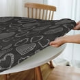 thumbnail image 4 of YFYANG Round Fitted Table Cloth, Waterproof Black Line Heart Graffiti Pattern Polyester Table Cover, Indoor Outdoor Decorative Tablecloths with Elastic Edge, 4 of 7