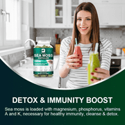 BEWORTHS Organic Sea Moss Capsules 2000mg with Burdockroot, for Immune Boost, Skin & Joint Health, Gut Cleanse & Thyroid Support - 120 Capsules