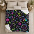 thumbnail image 5 of Retro Arcade Neon Icons Pattern, Dramatic Celestial Scene, Warm Flannel Blanket for Living Room and Bedroom, Celestial Art Lovers Valentine's Day Gift, Celestial Home Decor, 5 of 9