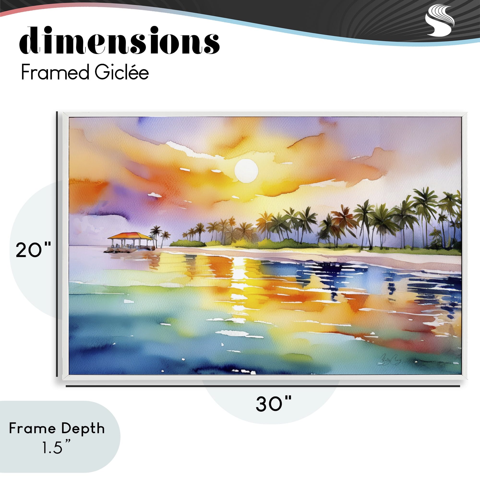 Stupell Industries Caribbean Calm Sunset White Framed Giclee Art, design by Shelly Craig