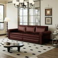 thumbnail image 5 of 93.7" Chesterfield Sofa, King Pull Out Sofa Bed with Nailhead Trim, 3-in-1 Faux Leather Convertible Sleeper Sofa with Rolled Arm, for Apartments, Living Room, Burgundy, 5 of 7