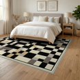 thumbnail image 3 of ODIKA 6'x9' Washable Area Rug Alfombras Contemporary Mosaic Grid Structured Interlocking Para for Queen Size Bedroom, Under Bed, Master Suite, Easy Care, Non-Shedding, 3 of 7