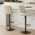 thumbnail image 2 of Fijinhom Swivel Bar Stools Set of 1 with Backs, Adjustable Counter Height Island Chairs, Tech Fabric, White, 2 of 11