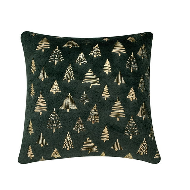 Funda de almohada navideña de doble cara con estampado en caliente de PV, con bordado de lentejuelas, para sala de estar, sofá y peluche navideño.