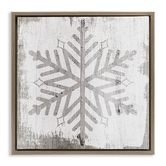 Stupell Industries Winter Nature Snowflake Shape Holiday Painting Brown Floater Framed Canvas Art Print Wall Art, 25 x 25