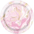 thumbnail image 1 of Unique Industries' Pink Marble Round 7" Dessert Plates, 8ct, 1 of 3
