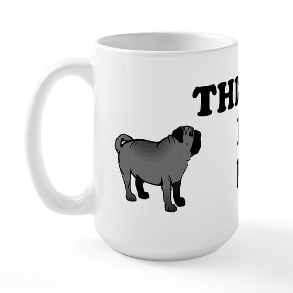CafePress - Black Pug Mug Large Mug - 15 oz Ceramic Large White Novelty Mug