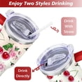 thumbnail image 5 of 40oz Red Cherry Fruit Pattern Stainless Steel Flip Straw Tumbler Spill Proof Travel Cup Double Wall Vacuum Insulated Coffee Mug with Top Handle, 5 of 6