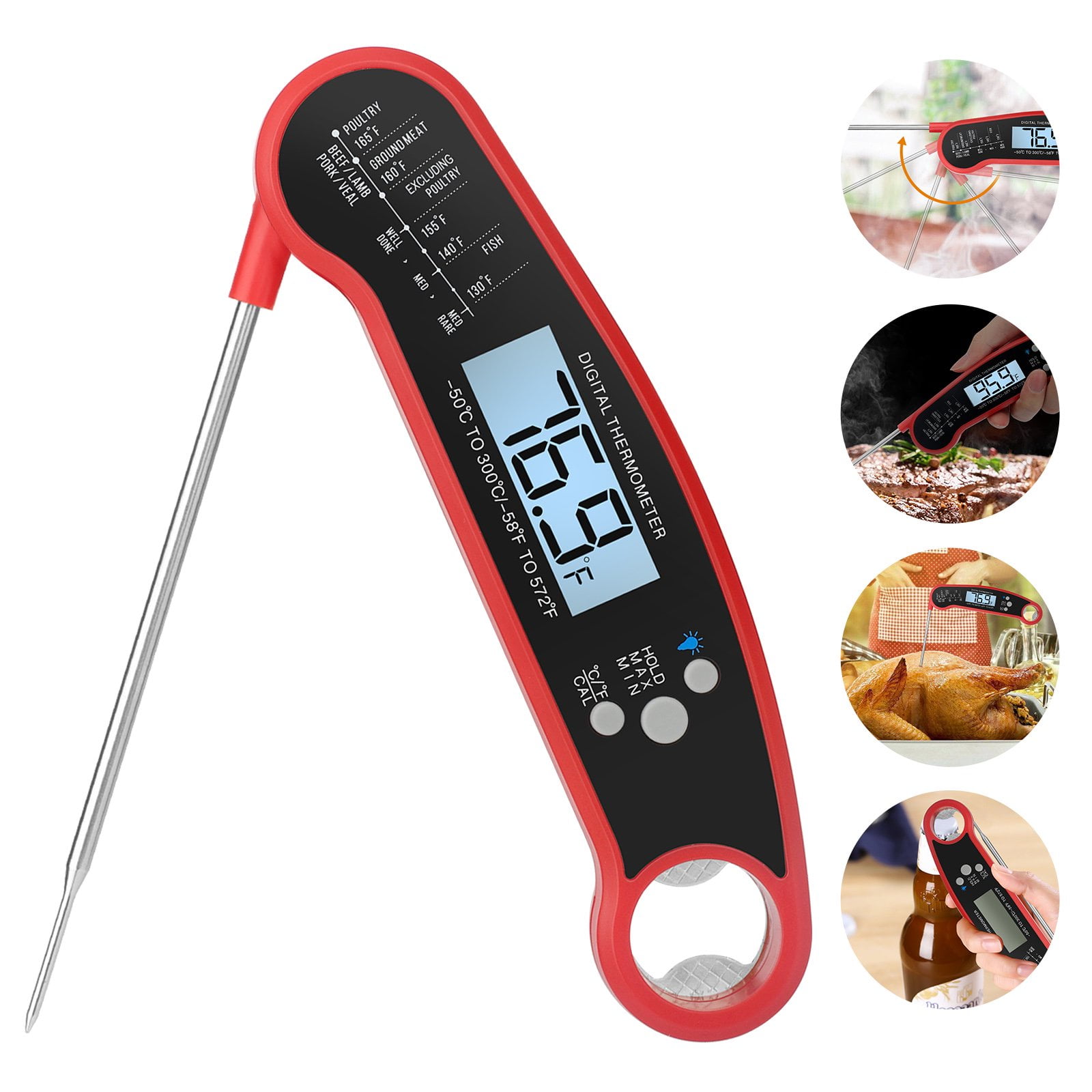 Meat Thermometer, Pemclen Digital Instant Read Food Thermometers Oven Safe  Meat