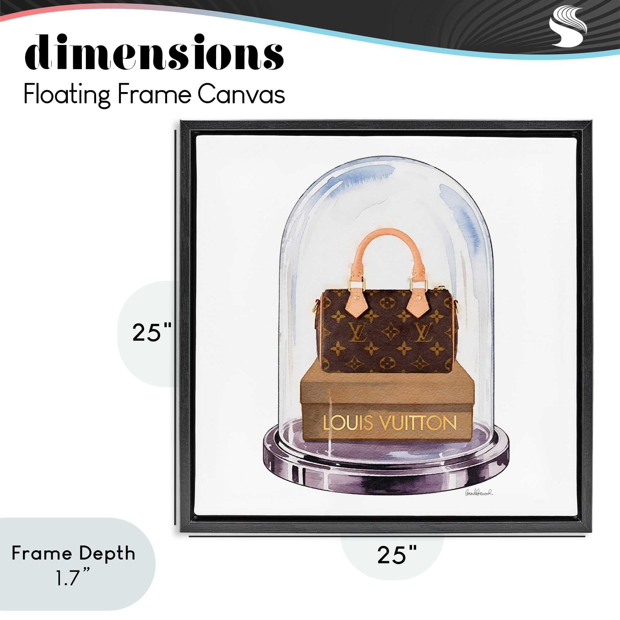 Stupell Industries Glam Purse Bell Jar Black Framed Floater Canvas Wall Art, design by Amanda Greenwood