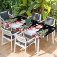 thumbnail image 2 of Black Christmas Table Cloths for 4 Foot Rectangle Tables, Snowman Snowflake Xmas Tree Gifts Patio Waterproof Elastic Fitted Tablecloths, Washable Rectangular Table Cover for Camping, 2 of 8