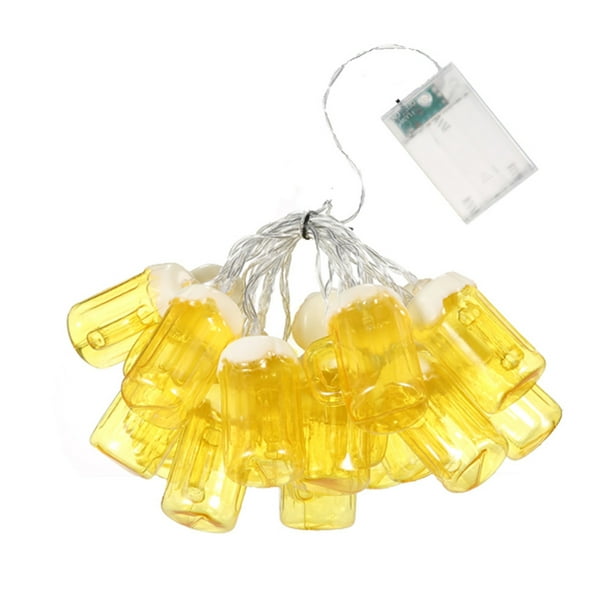 Irfora 10FT 20LED Navidad Cerveza Jarra Luces de cadena Luces de hadas decorativas Luces colgantes LED Modo de luz intermitente siempre encendida para festivales Fiestas de carnaval de Pascua Irfora Cadena de lámpara