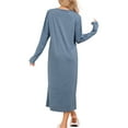 thumbnail image 3 of INSPIRE CHIC Nuisette en Tricot pour Femme à Boutons Col Rond Manches Longues Longue Chemise de Nuit TP Bleu, 3 of 6
