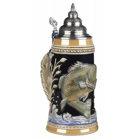 German Beer Stein Fishing Stein 0.75 liter tankard, beer mug