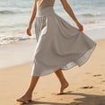 thumbnail image 7 of Skirts for Women Elegant Solid Color Casual Skirt with Elastic Waist for Everyday Wear and Travel Versatile Women's Skirt for Summer Style Khaki XXL, 7 of 7
