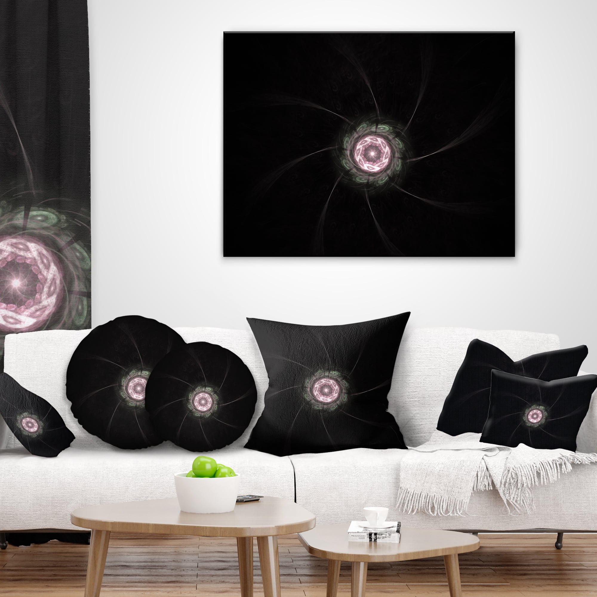 Designart Small Radial Fractal Flower in Light Purple - Floral Throw Pillow - 16x16