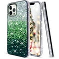 thumbnail image 4 of Compatible with iPhone 12 Pro Max Glitter Diamond Case Cute Bling Rhinestone Sparkle Shiny Crystal Bumper Luxury Case for Girls Women Protective Cover 3D Handmade Case 6.7 inch Green, 4 of 11