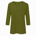 thumbnail image 5 of Towmus Womens Tops 3/4 Sleeve Solid Color Crew Neck T Shirt Oversized Casual Women Blouse Business Work Summer Dresses S-3XL Under $6, 5 of 6