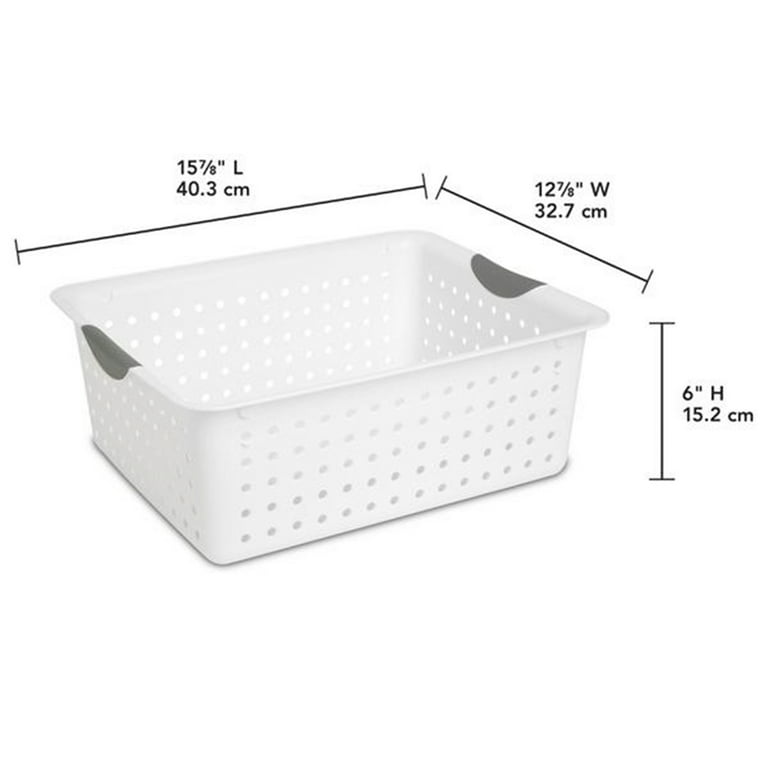Sterilite Large Ultra Plastic Storage Bin Baskets w/ Handles, White, 6 Pack  