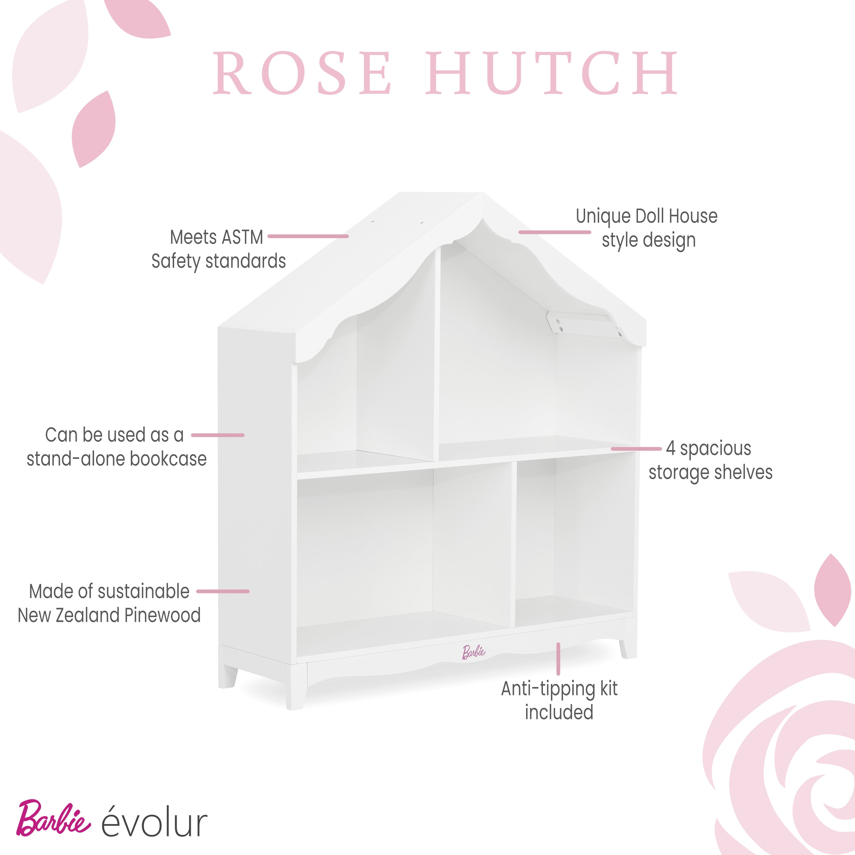 Barbie by Evolur Rose Hutch in White