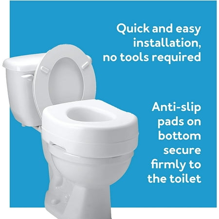 Carex Raised Toilet Seat with 5 in Height, Slip-Resistant & Removable, 300 lb Limit