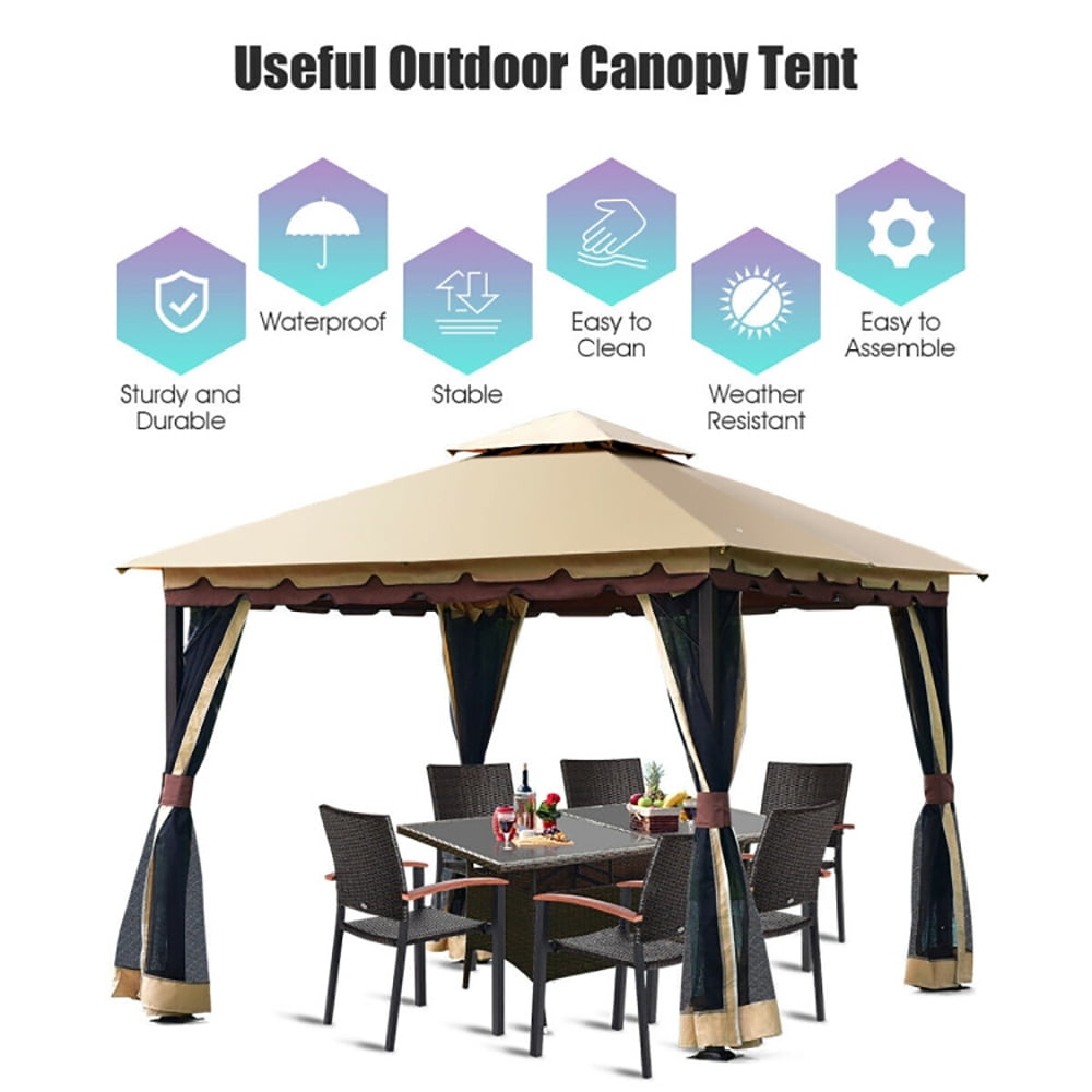 Aimee Lii 2-Tier 10 x 10 Feet Patio Shelter Awning Steel Gazebo Canopy, Backyard Gazebo Tent