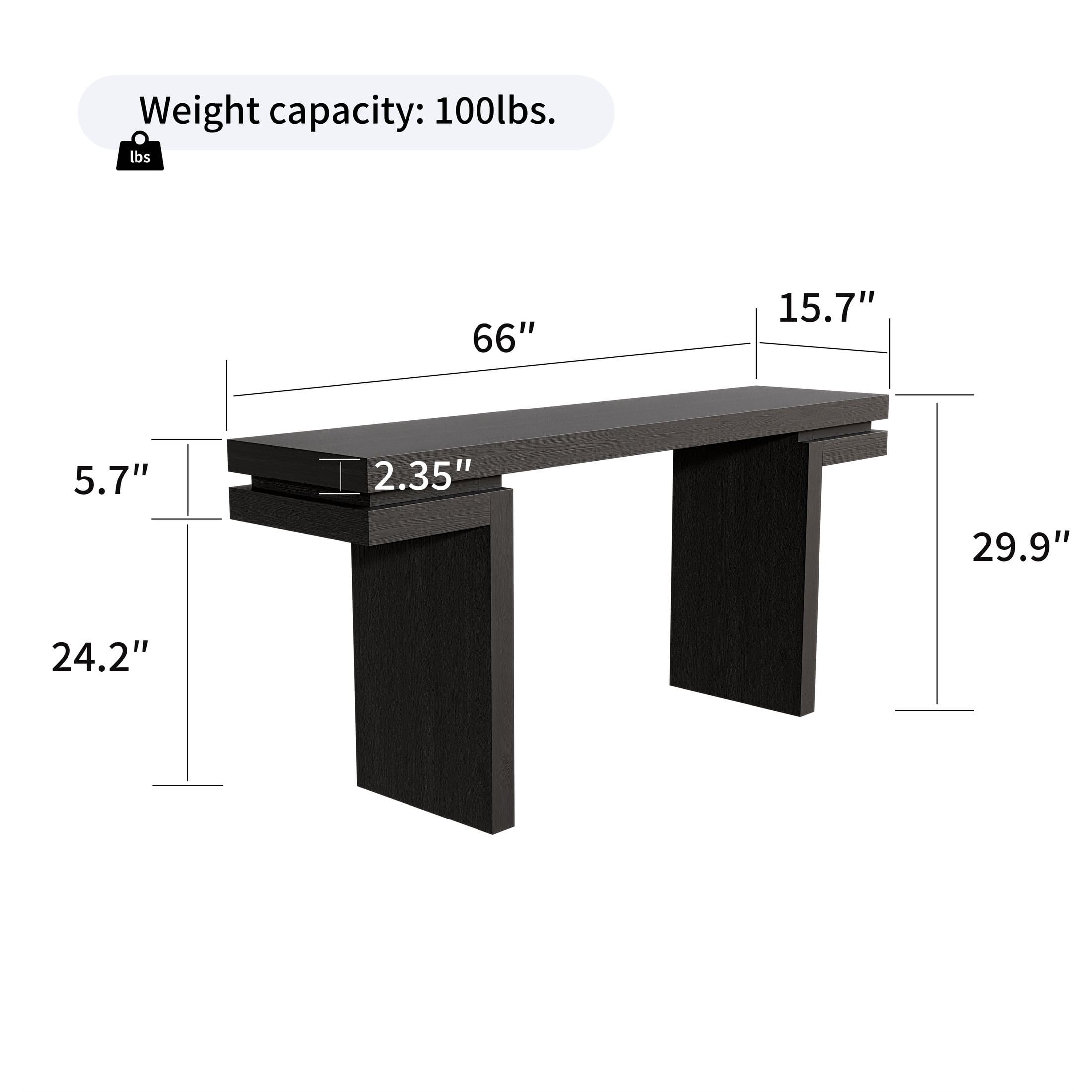Noble House Ulsten Wooden Sofa Console Table in Black, Minimalist Design for Entryway, Hallway, or Living Room
