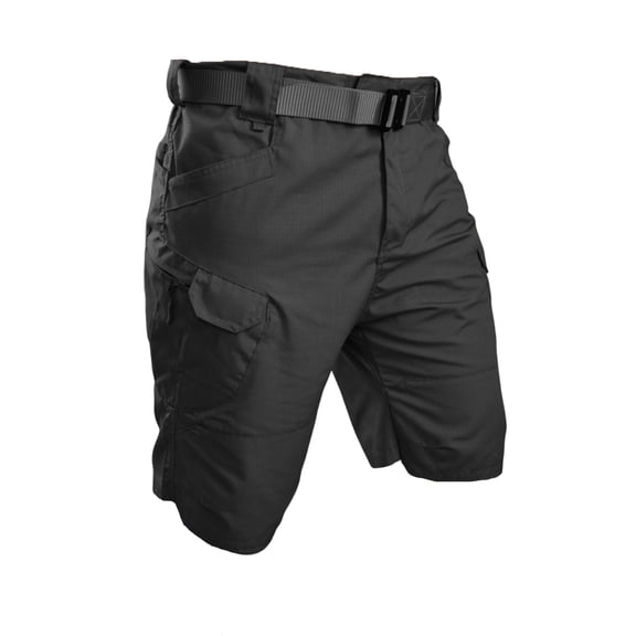 Mens Military Cargo Shorts Multi-Pocket Elastic Waist Shorts Drawstring Ripstop Straight Leg Camo Cargo Shorts Summer Work Hiking Casual Outdoor Athletic Bermuda Short,Black 2XL