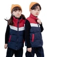 thumbnail image 3 of Qudderr Baby Toddler Boys Girls' down Cotton Vest Color Blocking Zipper Puffer Waistcoat Fall Winter Kids Warm Sleeveless Jacket for 3-12 Years Old, 3 of 9