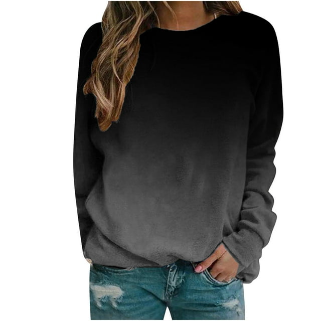 Yuyuzo Chandails en Molleton d'Automne pour Femmes Col Rond Ample Manches Longues Imprimé Mode Pull